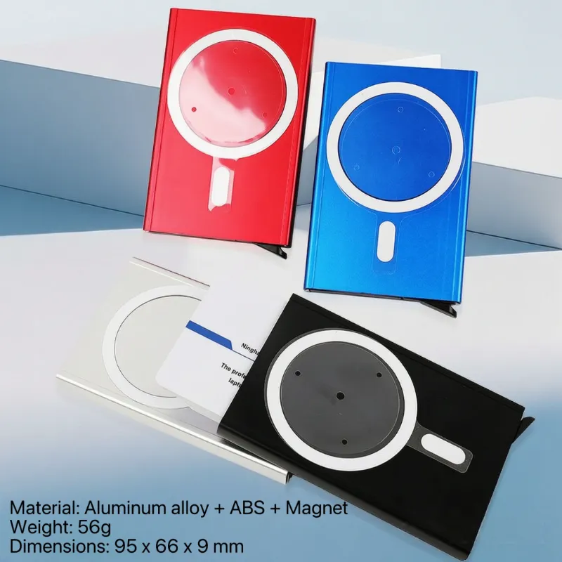 Magnetyczny, aluminiowy, automatycznie wysuwany uchwyt na karty